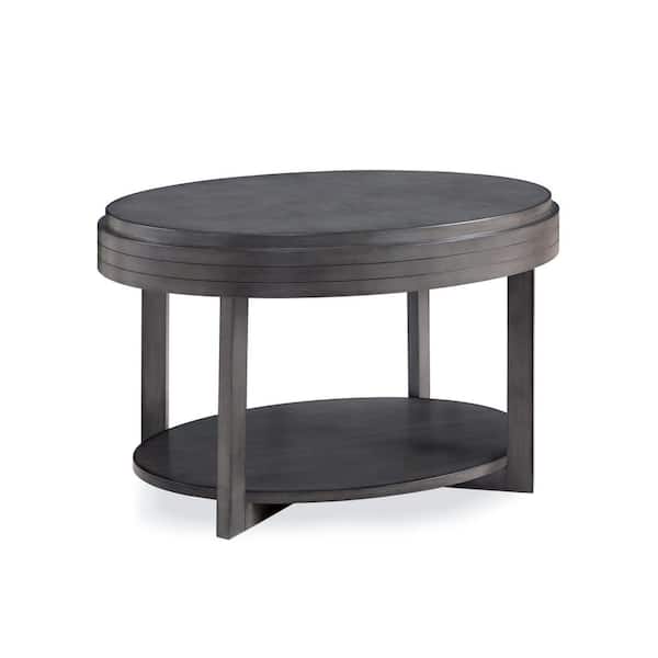 Leick Home 33 in. W x 23 in. D Oval Condo/Apartment Coffee Table in Smoke Gray
