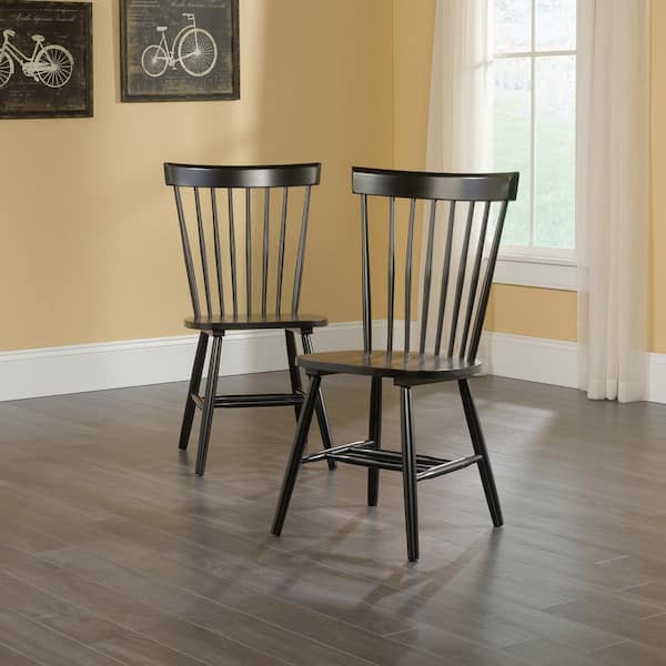 New Grange Wood Spindle Back Chair in Black Finish (2-Pack)