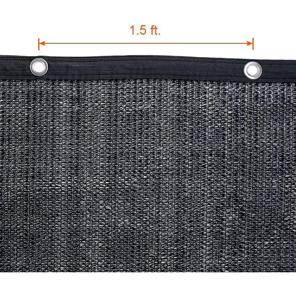 Black 12x10 ft HDPE Garden Patio Shade Cloth with Grommets