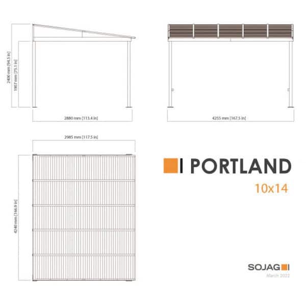 Sojag Portland 10 ft. x 14 ft. Dark Brown Wall Mounted Rustproof Aluminum  Framed Gazebo 500-9163551 - The Home Depot