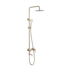 Single Handle 1-Spray Tub and Shower Faucet 1.6 GPM with Valve and Handheld Shower Outdoor or Indoor in Gold