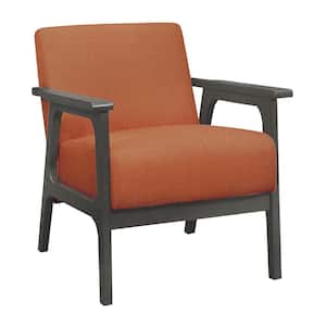 Ride Orange Textured Upholstery Solid Wood Antique Gray Finish Accent Chair