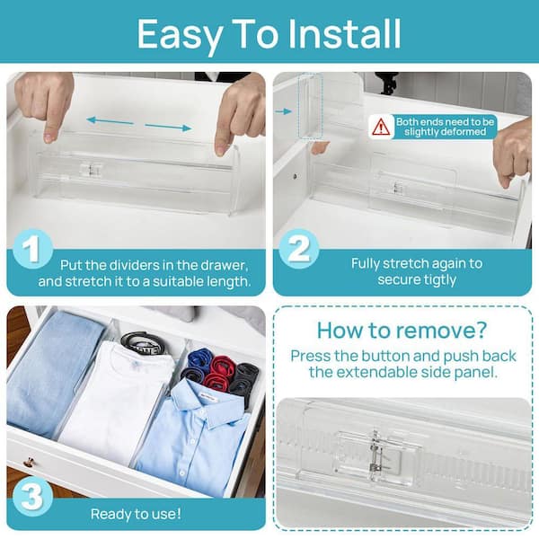 【SALE】30saving リフィル　グラデーション　 BOX付 Lynzavix 8-Pack Adjustable Drawer Dividers 4 in. H Expandable
