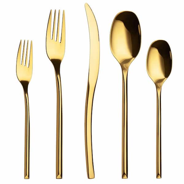 Stainless Steel 1-Piece Gold 18/10 Flatware Set for 4, Mirror Polished