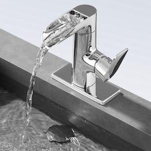Waterfall Single Handle Single Hole Bathroom Faucet in Chrome