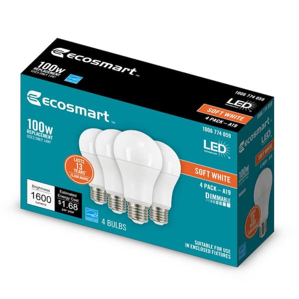EcoSmart 100-Watt Equivalent A19 Halogen Light Bulb (4-Pack) EcoSmart 100-Watt Equivalent A19 Halogen Light Bulb (4-Pack)