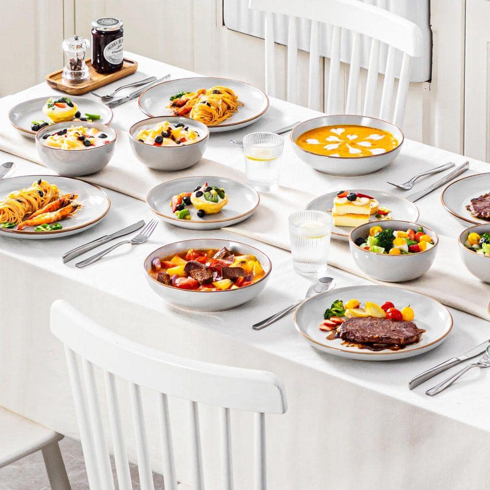 16-Piece Gray Stoneware Dinnerware Set - Thumbnail 4