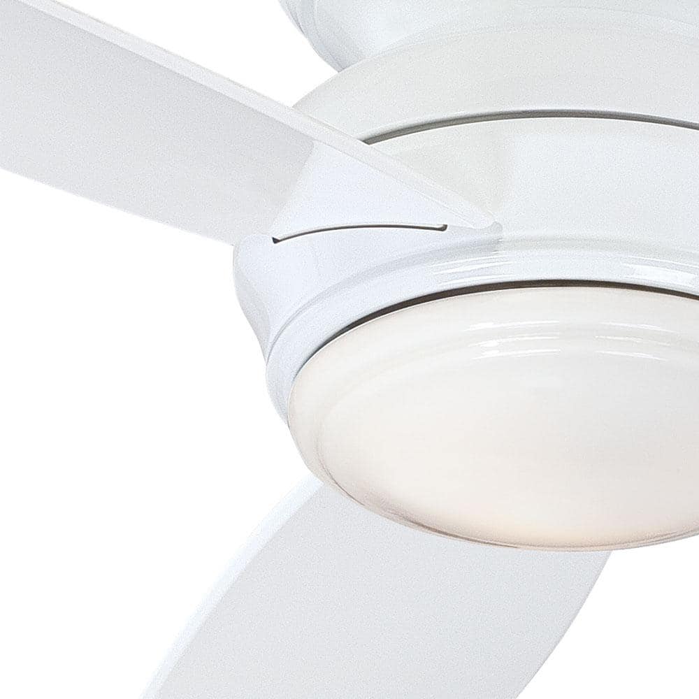 52" White Low Profile LED Ceiling Fan with Remote and Light Kit