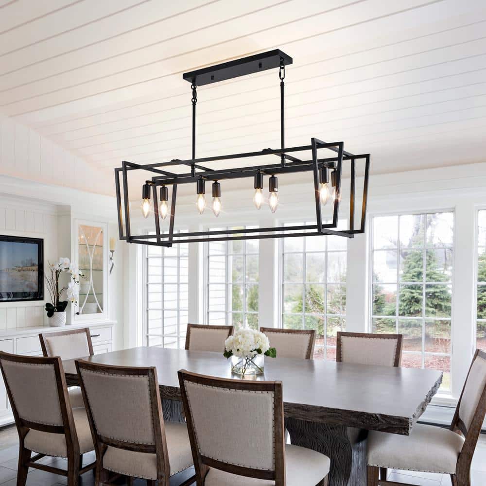 Industrial 8-Light Vintage Black Modern Industrial Cage Chandelier Light Fixture for Dining Room or Kitchen price history on PriceWatchPro