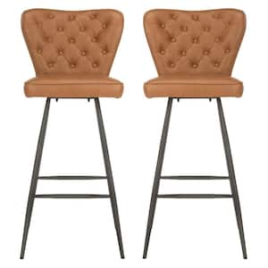 Aster 46.1 in. Brown Tufted Bar Stool (Set of 2)