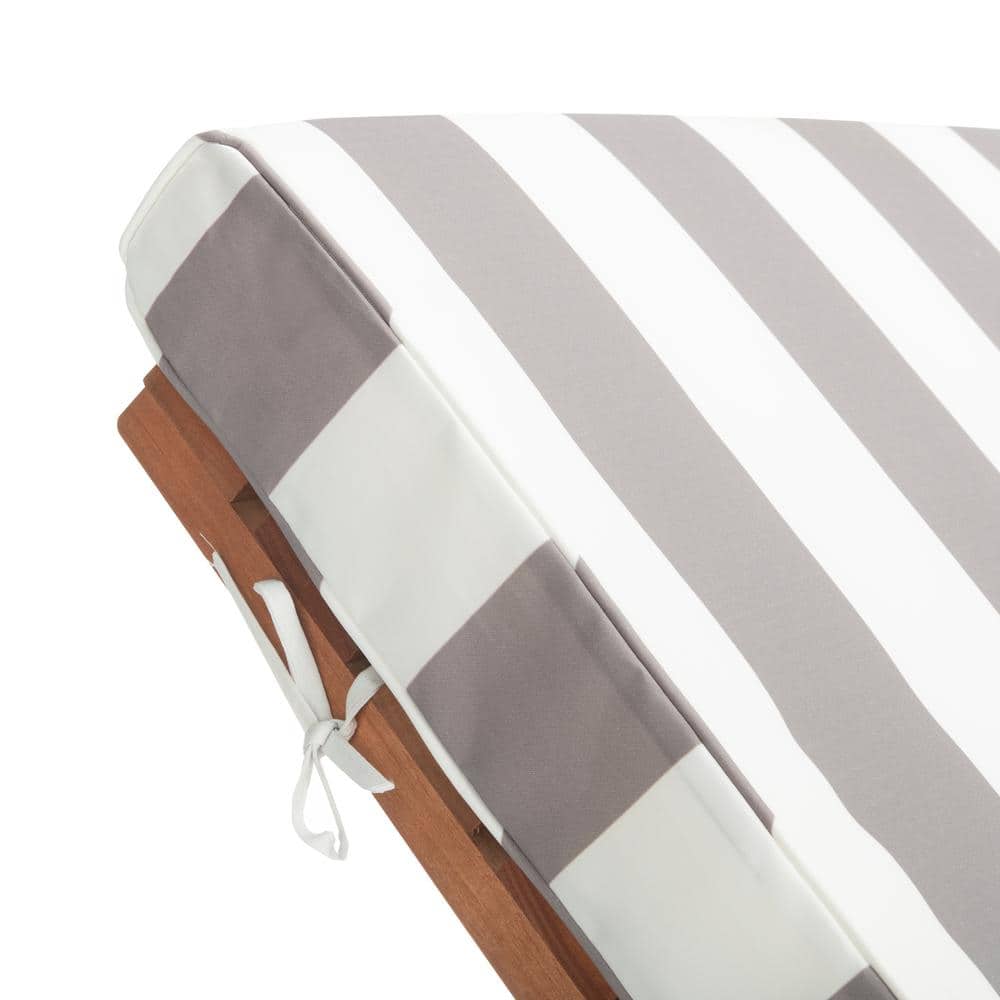 Transitional White Eucalyptus Outdoor Chaise Lounge with Cushions
