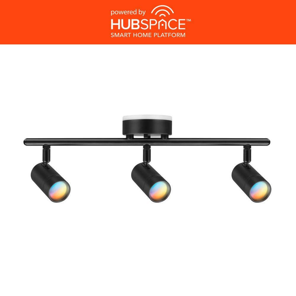 Boedy 2 ft. 3-Light Smart Matte Black Integrated LED Fixed Track Lighting Kit with Night Light Powered by Hubspace price history on PriceWatchPro