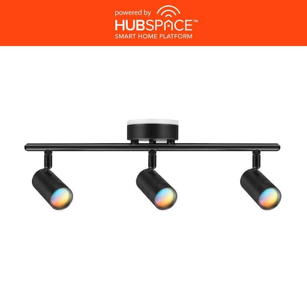 Hampton Bay Boedy 2 ft. 3-Light Smart Matte Black Integrated LED Fixed Track Lighting Kit with Night Light Powered by Hubspace