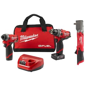 M12 FUEL 12-Volt Li-Ion Brushless Cordless Hammer Drill/Impact Combo Kit (2-Tool) with Right Angle Impact Wrench