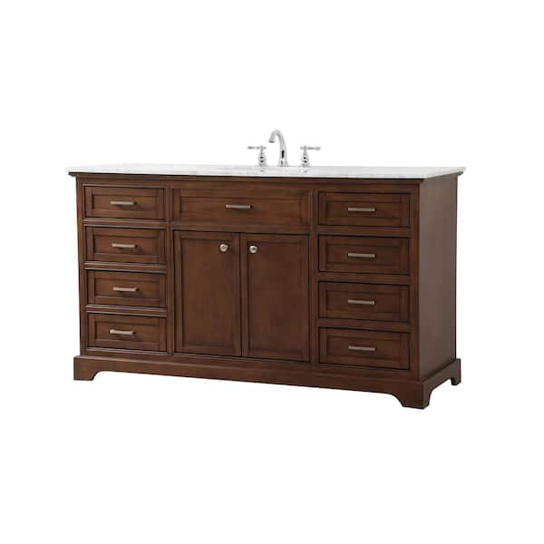 Timeless Home 60 In W Single Bath Vanity Teak With Marble Top Carrara White Basin Th30060hdtk - 60 Inch Bathroom Vanity Top With Single Sink Timeless Home 60 In W Single Bath Vanity Teak With Marble Top Carrara White Basin Th30060hdtk - 60 Inch Bathroom Vanity Top With Single Sink