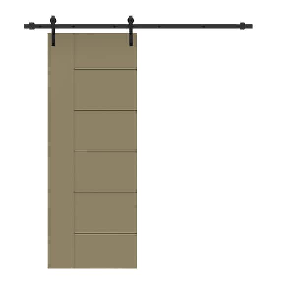 CALHOME Modern Classic 24 in. x 96 in. Olive Green Stained Composite MDF Paneled Sliding Barn Door with Hardware Kit