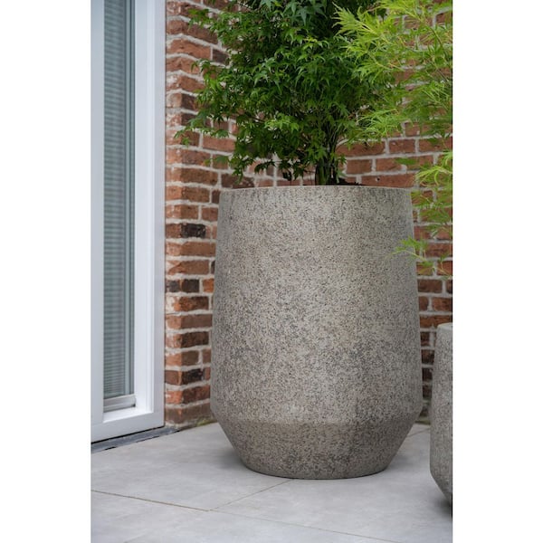 26 in. H Harith High L Ficonstone Modern Rustic Planter Indoor/Outdoor, Diorite Grey