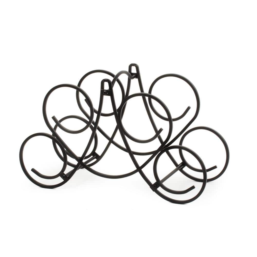 Black Steel 5-Bottle Scrolled Wine Rack