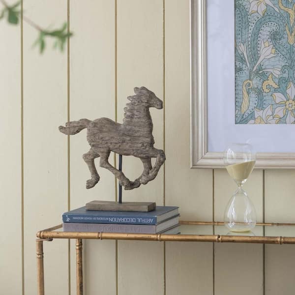 Brown 14 in. x 14.5 in. Resin Horse Decorative Ornament for Desk