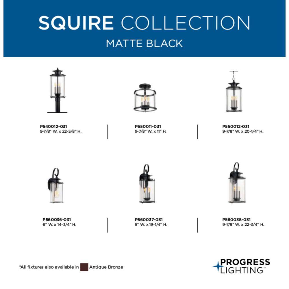 Squire Black and Bronze 2-Light Medium Wall Lantern with Clear Glass Shade