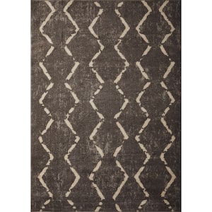 Kissandrah Brynder Brown 7 ft. 10 in. x 9 ft. 10 in. Geometric Polypropylene Area Rug