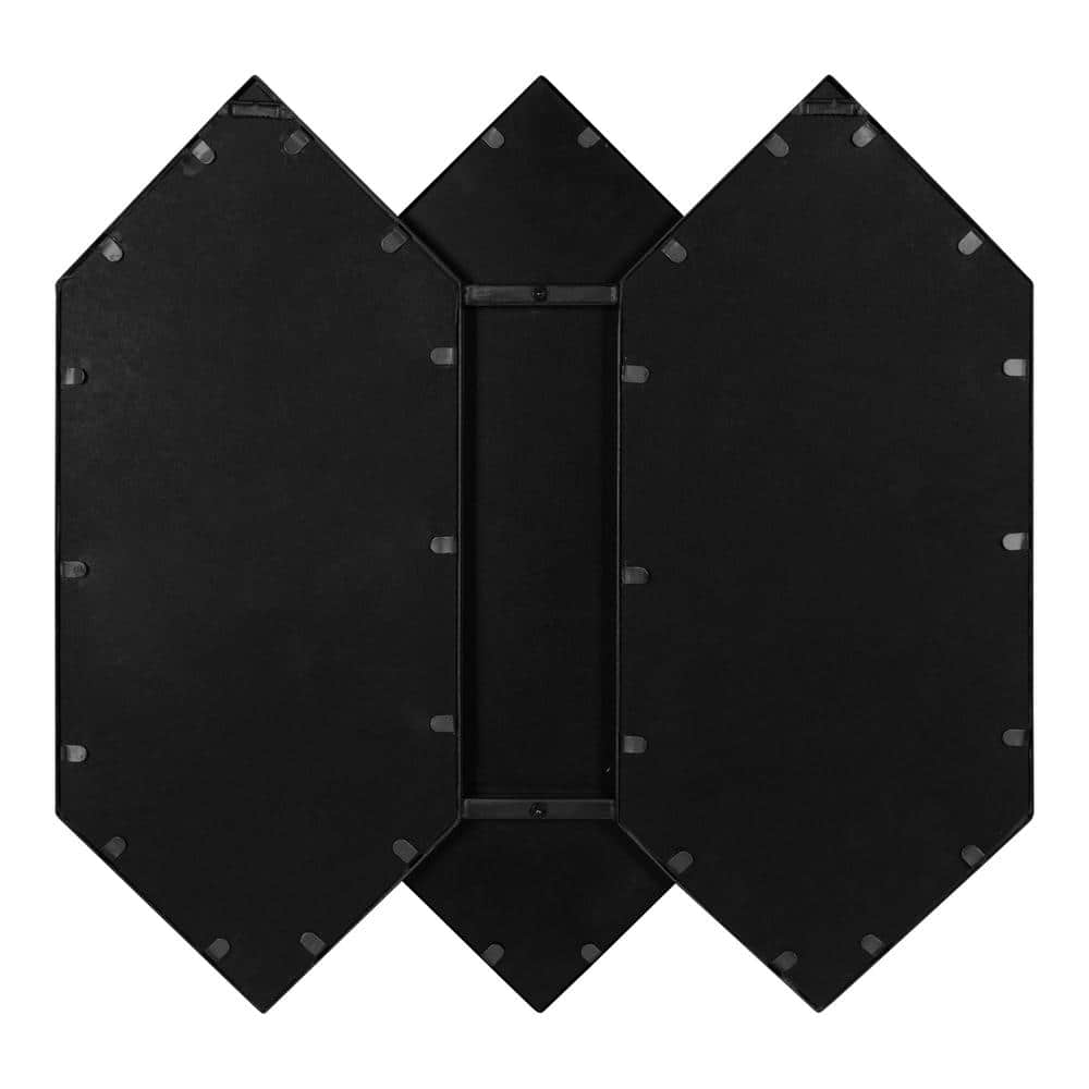 Diaz Hexagonal Black and Gold Stacked Wall Mirror Set
