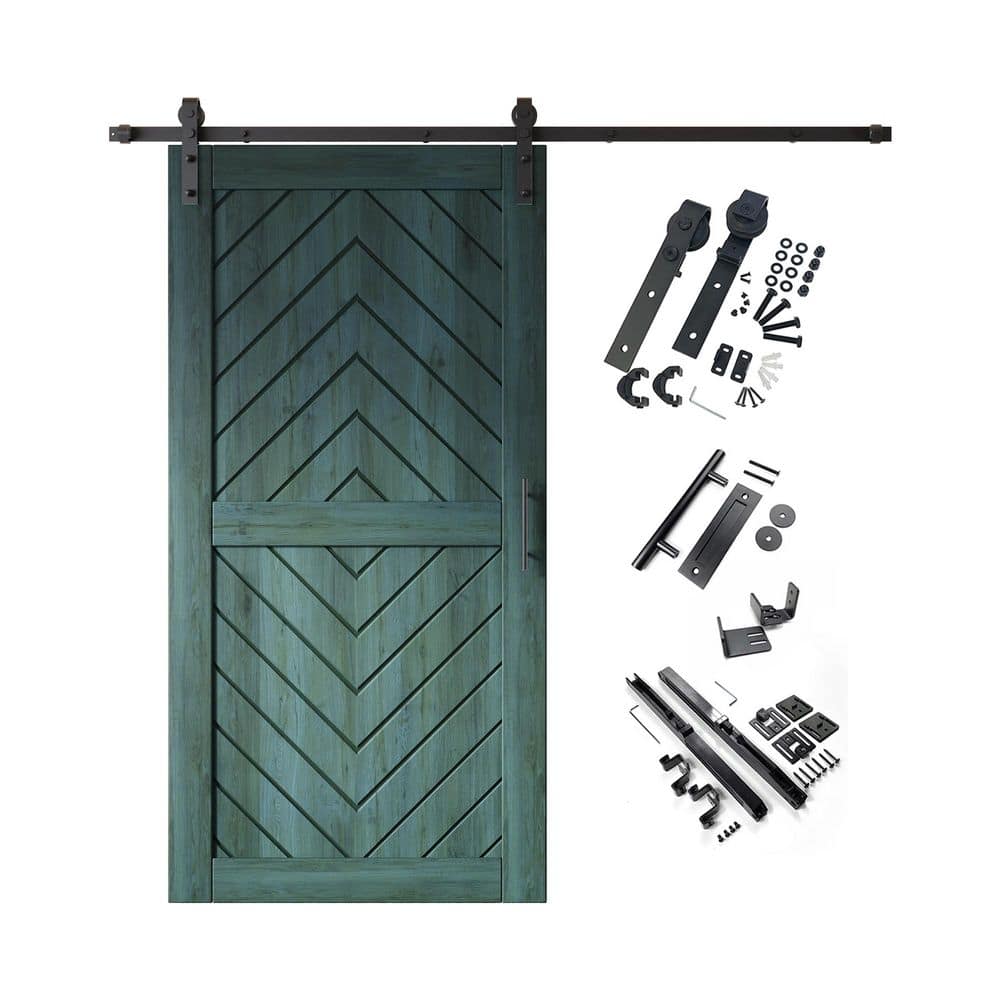JT2 40 in. x 80 in. C-Panel Royal Pine Fishbone Design Solid Pine Wood Sliding Barn Door with Hardware Kit price history on PriceWatchPro
