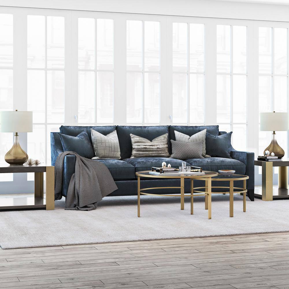 Gaia Brass Round Nesting Coffee Table Set with Tempered Glass Tops