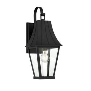 Chateau Grande 1-Light Sand Coal and Burnt Gold Outdoor Wall Lantern Sconce with Clear Glass
