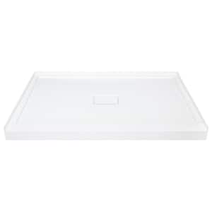 Linear 34 in. L x 48 in. W Single Threshold Alcove Shower Pan Base with a Center Drain in White