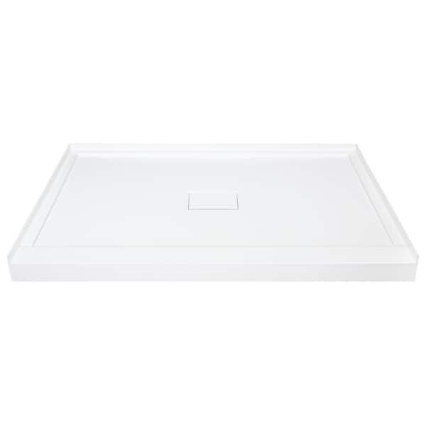 Transolid Linear 34 in. L x 48 in. W Single Threshold Alcove Shower Pan Base with a Center Drain in White