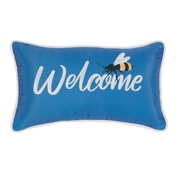 Welcome Lake Lumbar Outdoor Throw Pillow