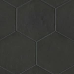 Allora Hexagon 8 in. x 10 in. Matte Solid Black Porcelain Floor Tile (12.67 sq. ft./Case)