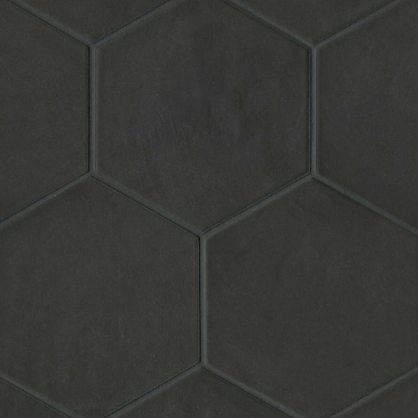 Allora Hexagon 8 in. x 10 in. Matte Solid Black Porcelain Floor Tile (12.67 sq. ft./Case)