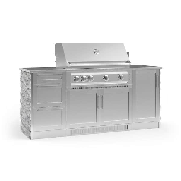 NewAge Products Signature Series 79.16 in. x 25.5 in. x 51 in. 6-Piece Outdoor Kitchen Cabinet Set with Natural Gas 40 in. Grill