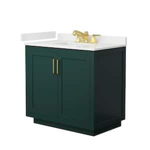 Miranda 36 in. W x 22 in. D x 33.75 in. H Single Bath Vanity in Green with White Quartz Top