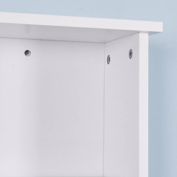 Tileon 23.62 in. W x 7.1 in. H D x 28 in. H Rectangular White Wooden Surface Mount Medicine Cabinet without Mirror