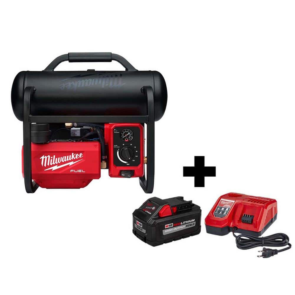 Milwaukee M18 FUEL 18-Volt Lithium-Ion Brushless Cordless 2 Gal. Electric Compact Quiet Compressor Kit W/ 8.0 Ah Battery & Charger