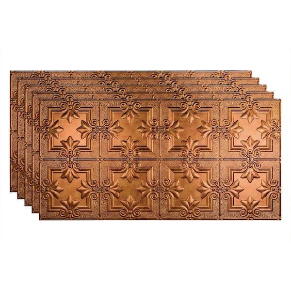 Fasade Regalia 2 ft. x 4 ft. Glue Up Vinyl Ceiling Tile in Antique Bronze (40 sq. ft.)