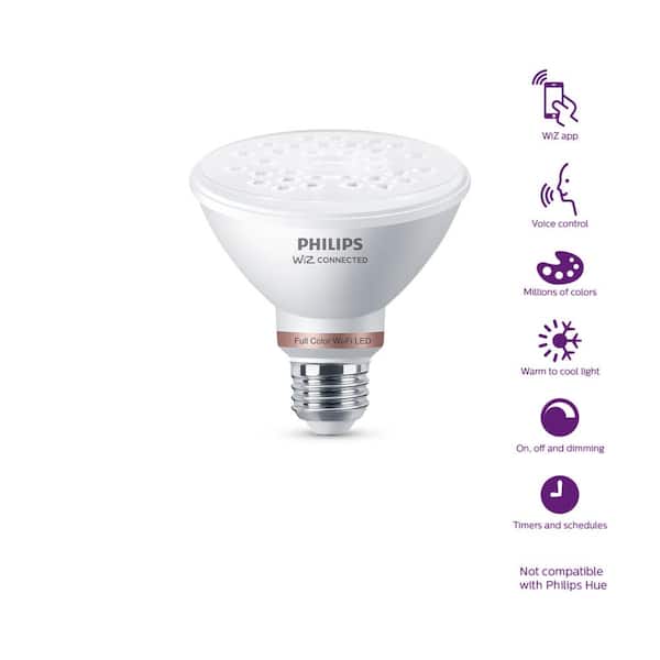 Philips 75-Watt Equivalent PAR30S Smart Wi-Fi LED Color Changing Light Bulb by WiZ with Bluetooth (1-Pack) 567149 - The Home Depot
