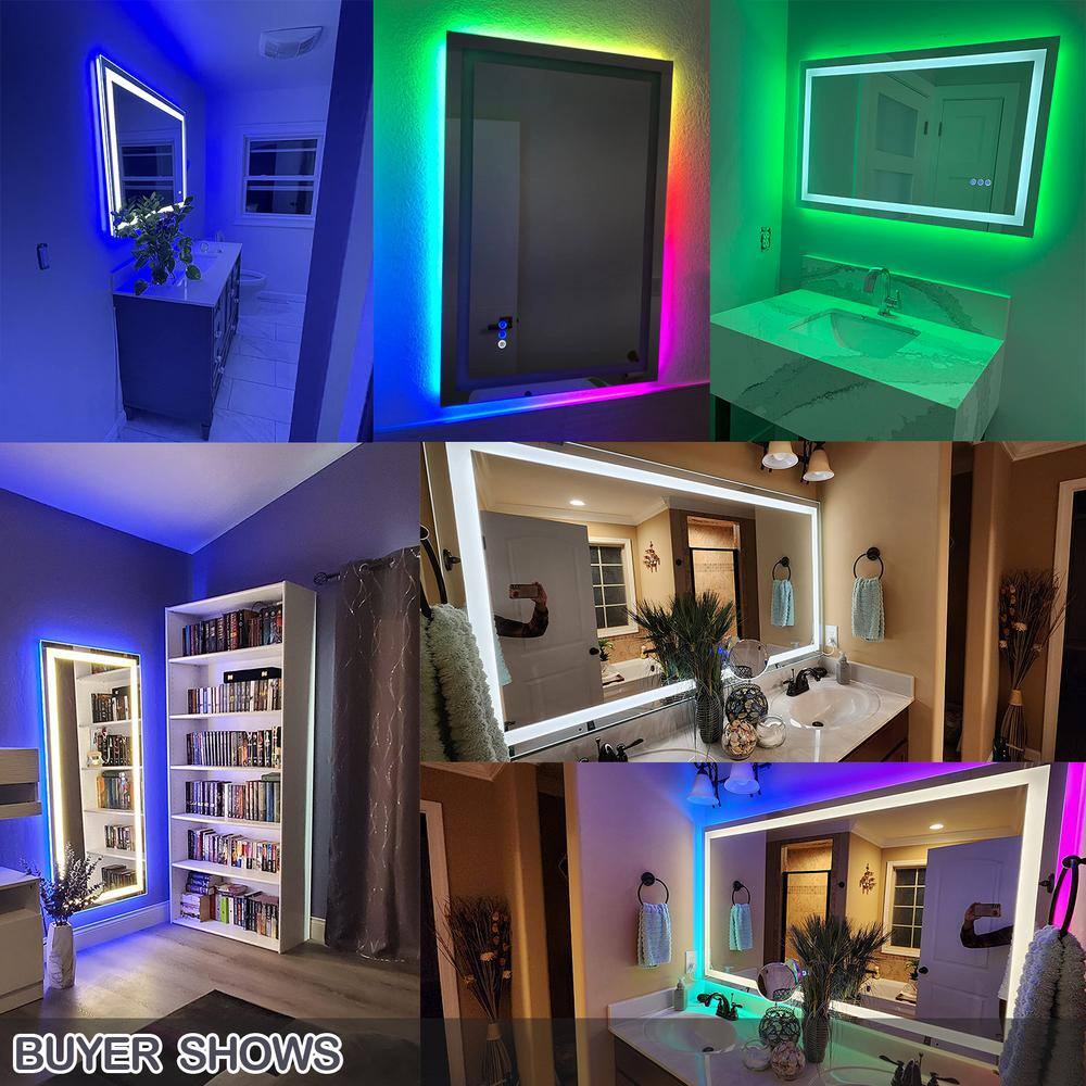 32x24 Frameless RGB Backlit Anti-Fog LED Bathroom Vanity Mirror