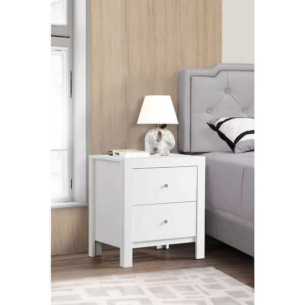 AndMakers Burlington 2-Drawer White Nightstand (25 in. H x 22 in. W x 17 in. D)
