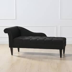 Harrison Contemporary Jet Black Right Arm Facing Tufted Roll Arm Indoor Living Room Chaise Lounge Chair