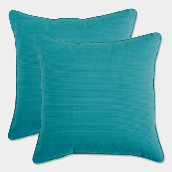 Pillow Perfect Solid Blue Square Outdoor Square Throw Pillow 2-Pack