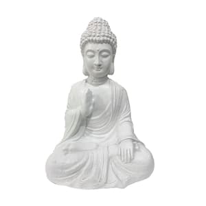 16.5 in. H White Polyresin Buddha