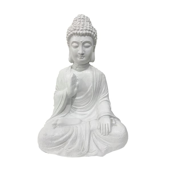 Galt International 16.5 in. H White Polyresin Buddha