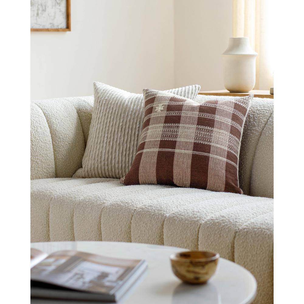 Myrna 22" Square Wool Blend Plaid Throw Pillow