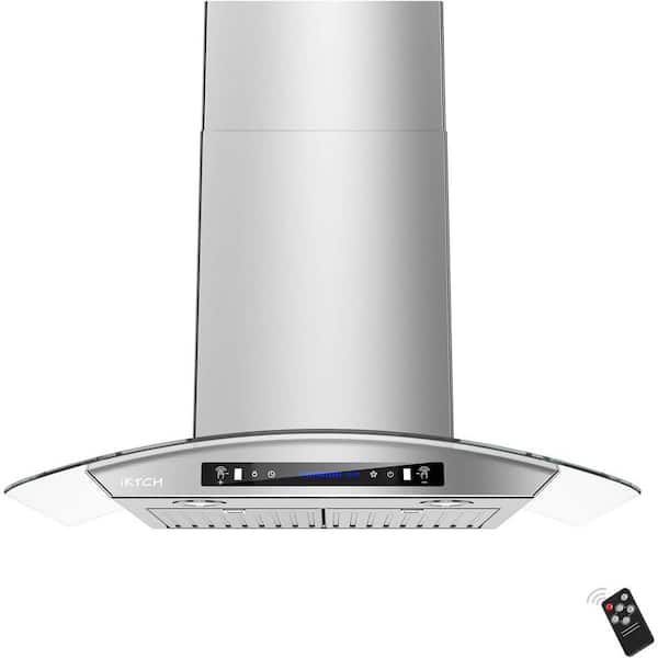 VIKIO 30 in. Wall Mount Range Hood Tempered Glass 900 CFM 4 Speed Gesture Sensing and Touch Control Panel with Light
