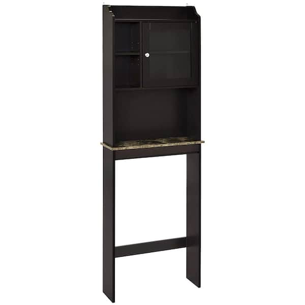 HOMEIBRO 7.50 in. W x 68.11 in. H x 23.22 in. D Espresso Over The Toilet Storage with Doors and Open Shelves