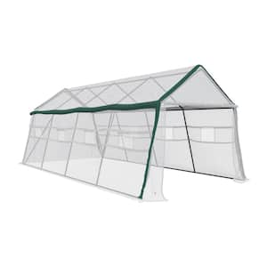 10 ft. x 20 ft. Walk-In Greenhouse with Zippered Doors and Roll-Up Windows for Year-Round Gardening